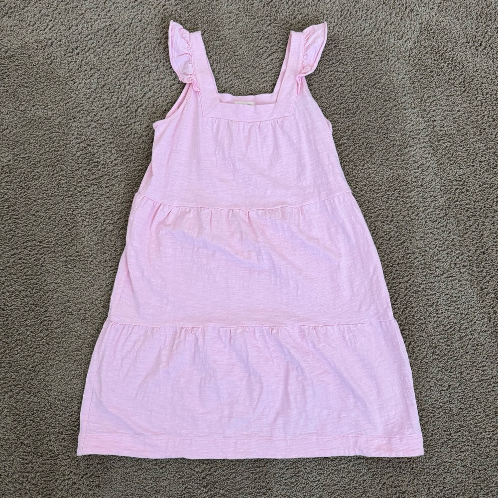 Roolee Women’s Pink Tiered Swim Cover Up Sun Dress 100% Cotton size Small